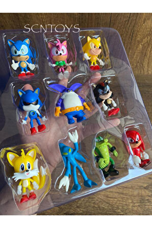 SONİC FİGÜR 10'LU SONİC KİRPİ HEDGEHOG SONIC POWER AKSİYON FİGÜRLERİ 10'LU SET KIRILMAZ SİLİKON