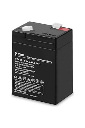 HAUE_6V4Ah/20HR TTEC VALVE REGULATED RECHARGEABLE BATTARY - 6 VOLT 4 AMPER AKÜ ŞARJ EDİLEBİLİR.