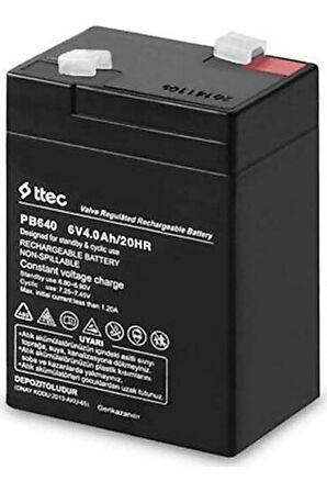 HAUE_6V4Ah/20HR TTEC VALVE REGULATED RECHARGEABLE BATTARY - 6 VOLT 4 AMPER AKÜ ŞARJ EDİLEBİLİR.