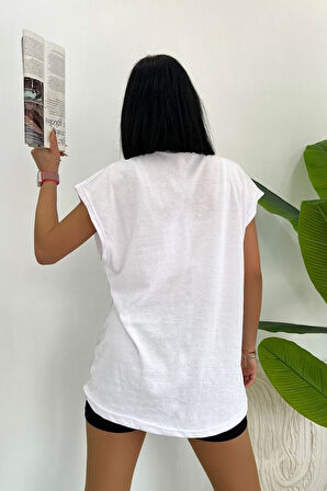 Oversize One Baskılı Siyah Tshirt