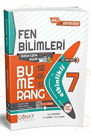 7. Sınıf Fen Bilimleri Bumerang Serisi Etkinlikli Akıllı Defter / Günay Yayınları / 9786257150187