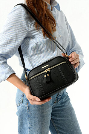 KADIN BEŞ BÖLMELİ ÇAPRAZ ASKILI ŞIK DİZANY İŞLEMELİ ÇAPRAZ ÇANTA