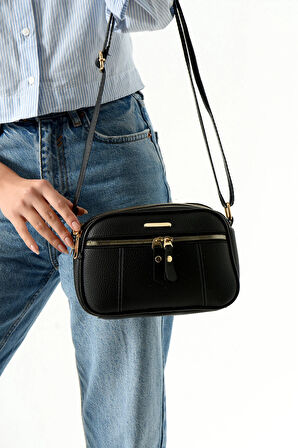 KADIN BEŞ BÖLMELİ ÇAPRAZ ASKILI ŞIK DİZANY İŞLEMELİ ÇAPRAZ ÇANTA