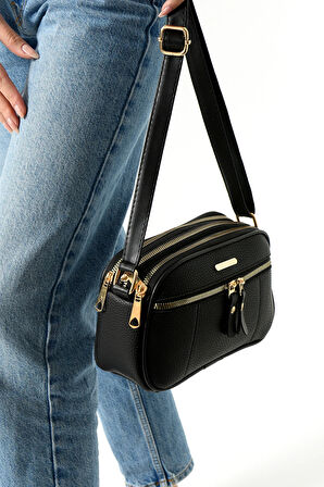 KADIN BEŞ BÖLMELİ ÇAPRAZ ASKILI ŞIK DİZANY İŞLEMELİ ÇAPRAZ ÇANTA