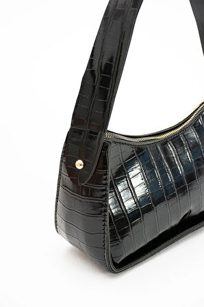 Kadın Kroko Desenli Baget Çanta