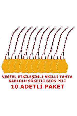 burx Faz-1 Akıllı Tahta Kablolu Soketli Bios Pili 10 Adet NewDesing 968593