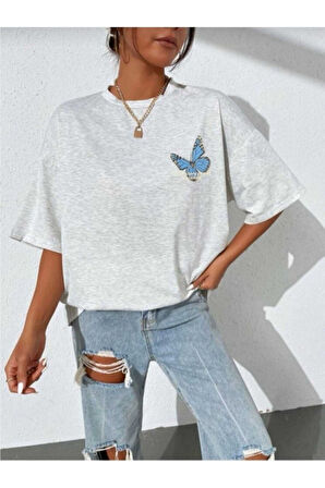 Unisex Tutulma Baskılı Oversize Boyfriend T-Shirt