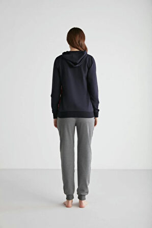 . Voem Kadın Lacivert Kapşonlu Pijama Takımı 16940
