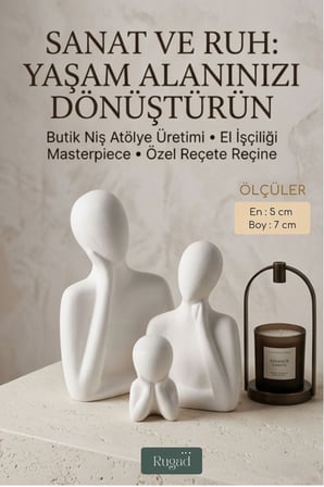 Biblo Heykel Düşünen Insan Silüeti Orta Boy Beyaz Model 12