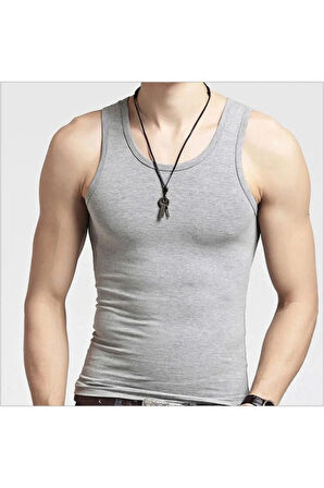 Erkek Askılı Penye Pamuklu Gri Atlet ( 6'lı Paket )