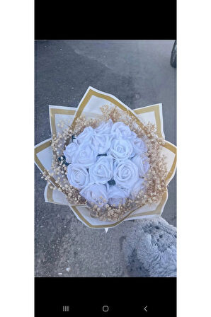 15 li beyaz gül buketi beyazın büyüsü  isteme hediye