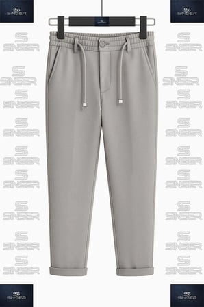 UNISEX Pantolon Bel Lastikli Likralı Paça Katlamalı Stil