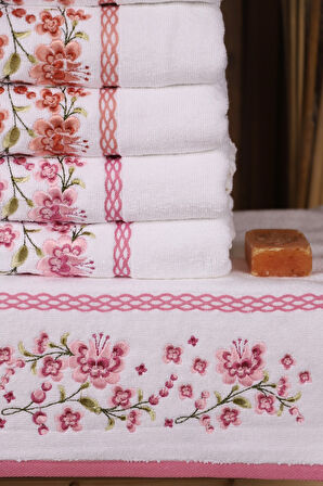 Özdilek Azalea 6'lı Nakışlı Pamuklu Işlemelik Çeyizlik 50*90 El Yüz Havlusu