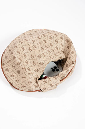 Kadin  Mini Baget Dügüm Detaylı Fermuarlı El Çanta Desenli