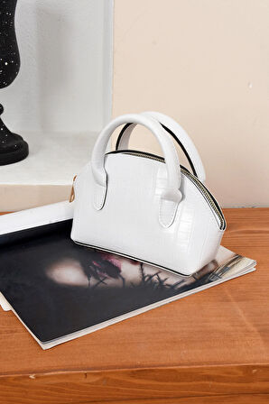 Lüks Tasarımlı Çapraz Çanta Timsah Deri Baskılı