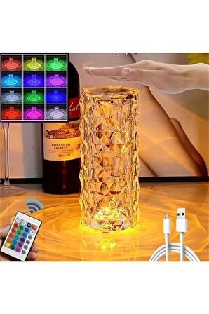 Kumandalı Kristal Masa Lambası Rgb Gece Lambası 16 Renk Ve 4 Mod Dokunmatik Kontrol