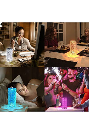 Kumandalı Kristal Masa Lambası Rgb Gece Lambası 16 Renk Ve 4 Mod Dokunmatik Kontrol