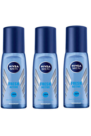 Men Fresh Active Erkek Deodorant Pump Sprey 75 ml 3 Adet
