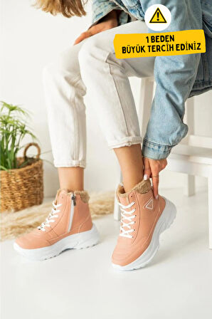 Abra Süper Hafif Ortopedik Yün Astarlı Kadın Spor Bot - Pudra