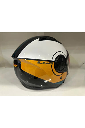 KASK LS2 AIRFLOW 2 COVER SİYAH-BEYAZ-GOLD PARLAK