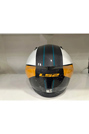 KASK LS2 AIRFLOW 2 COVER SİYAH-BEYAZ-GOLD PARLAK