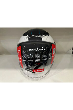 KASK LS2 AIRFLOW 2 COVER SİYAH-BEYAZ-GOLD PARLAK