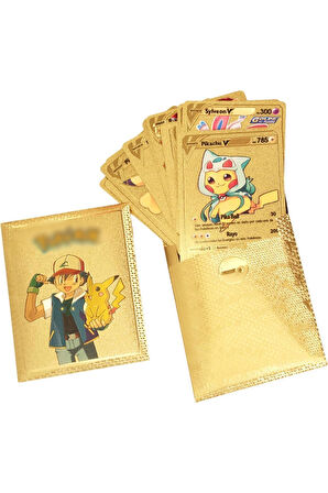 Pokemon Vmax Gold Card Tcg Dx Gx Altın Esnek Oyuncu & Koleksiyon 1 Paket (10 Adet )Pokemon Kartı