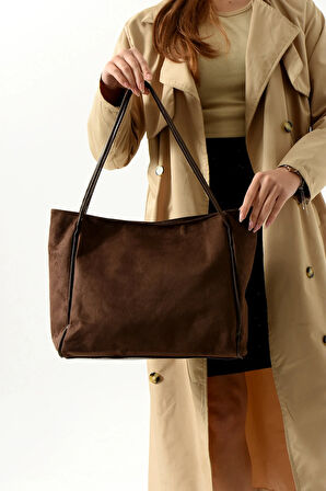 KADIN SALAŞ SUET OMUZ ÇANTASI BÜYÜK BOY ASTARLI