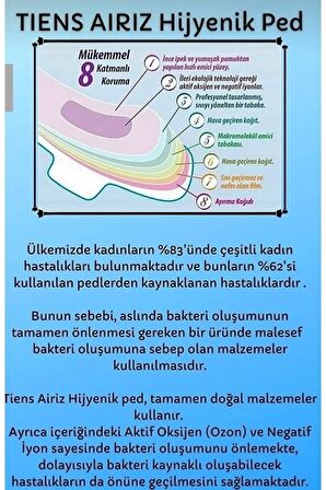 Airiz Hijyenik Kadın Pedi 6'lı Paket 98 Adet 60 Günlük 30 Gündüz 