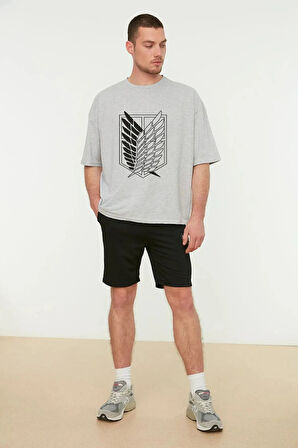 Baskılı Siyah Tişört Attack On Titan Logo