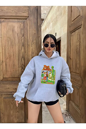 VEAVEN BASKILI KAPİŞONLU SWEAT