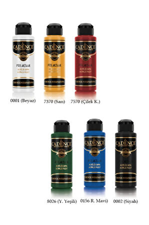 Premium Boya 120ml 6'lı Set Ana Renkler