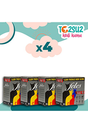 Tozsuz Kedi Kumu 4 Adet Kutu (TAMAMEN DOĞAL , AKTİF KARBONLU)