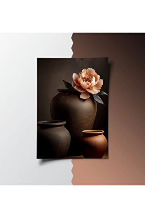 Çerçevesiz Poster, Dijital Baskı, Saksılar ve Şakayık , Çiçekli, Modern , Soyut , Minimalist Poster
