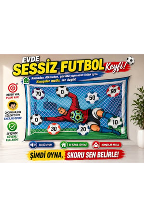 Vur Yapıştır Çocuk Futbol Hedef Oyunu Cırt Cırtlı Kaleci Puanlı Skor Panosu ve Top Seti Ev İçi