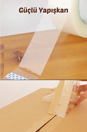 1 Adet 100 Metre Hotmelt Koli Bandı (1. KALİTE) Şeffaf Renkli, Güçlü Yapışkan, Kağıda Yapışır Şeffaf