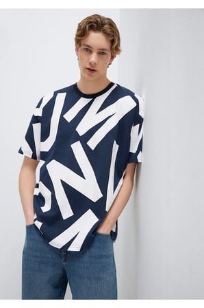 M0610271-70490 MVJNS Baskılı Tişört Erkek T-Shirt LACİVERT