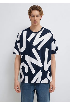 M0610271-70490 MVJNS Baskılı Tişört Erkek T-Shirt LACİVERT