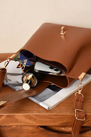 Kadın 3 Bölmeli Elden Tutmalı Omuzdan Asmalı Kaliteli Çanta