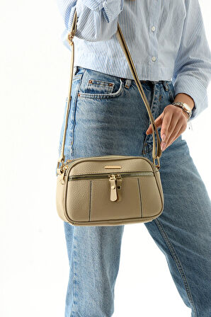 KADIN BEŞ BÖLMELİ ÇAPRAZ ASKILI ŞIK DİZANY İŞLEMELİ ÇAPRAZ ÇANTA