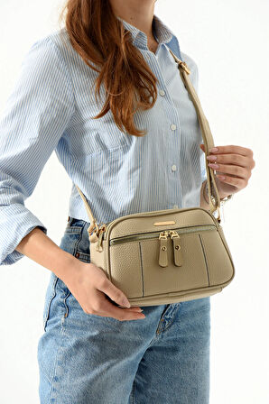 KADIN BEŞ BÖLMELİ ÇAPRAZ ASKILI ŞIK DİZANY İŞLEMELİ ÇAPRAZ ÇANTA