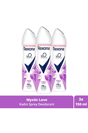 Kadın Sprey Deodorant Mystic Love %0 Alüminyum 150 ml X3