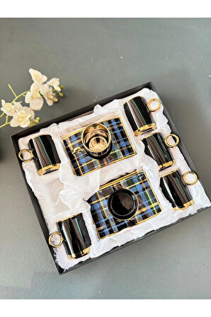 Siyah Ekose Fincan Takımı