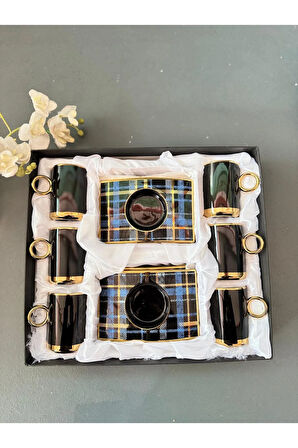 Siyah Ekose Fincan Takımı