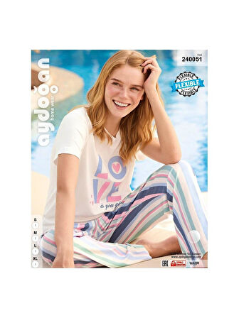 Aydoğan Kadın Ekru Viskon Kısa Kollu Pijama Takımı 240051