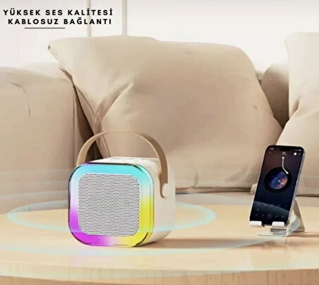 Sidens Store K12 Kablosuz Bluetooth Hoparlör Karaoke Mikrofon 5 Ses Efektli Rgb Hd Stereo ?es Usb/Sd/FM