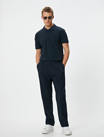 Polo Yaka Tişört Slim Fit Düğmeli Kısa Kollu