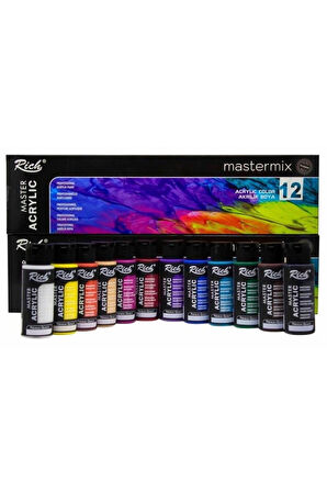 Mastermix Medium Akrilik Boya Seti 24 Renk Canlı- Pastel- Metalik Renkler