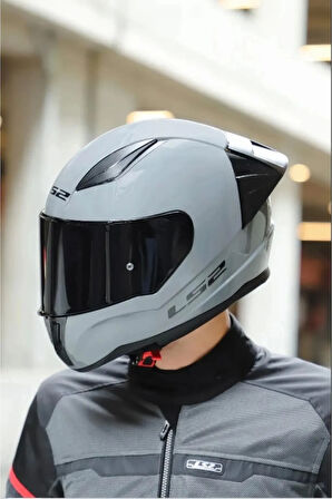 Rapıd 2 Race Nardo Gri Kask (SİYAH CAM SPOILER)