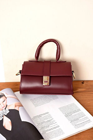 Omuz Çantası Kadın bordo Mini El Ve Omuz Çantası Şık Tasarım Ayarlanabilir Askılı En:19 Boy:13 Cm